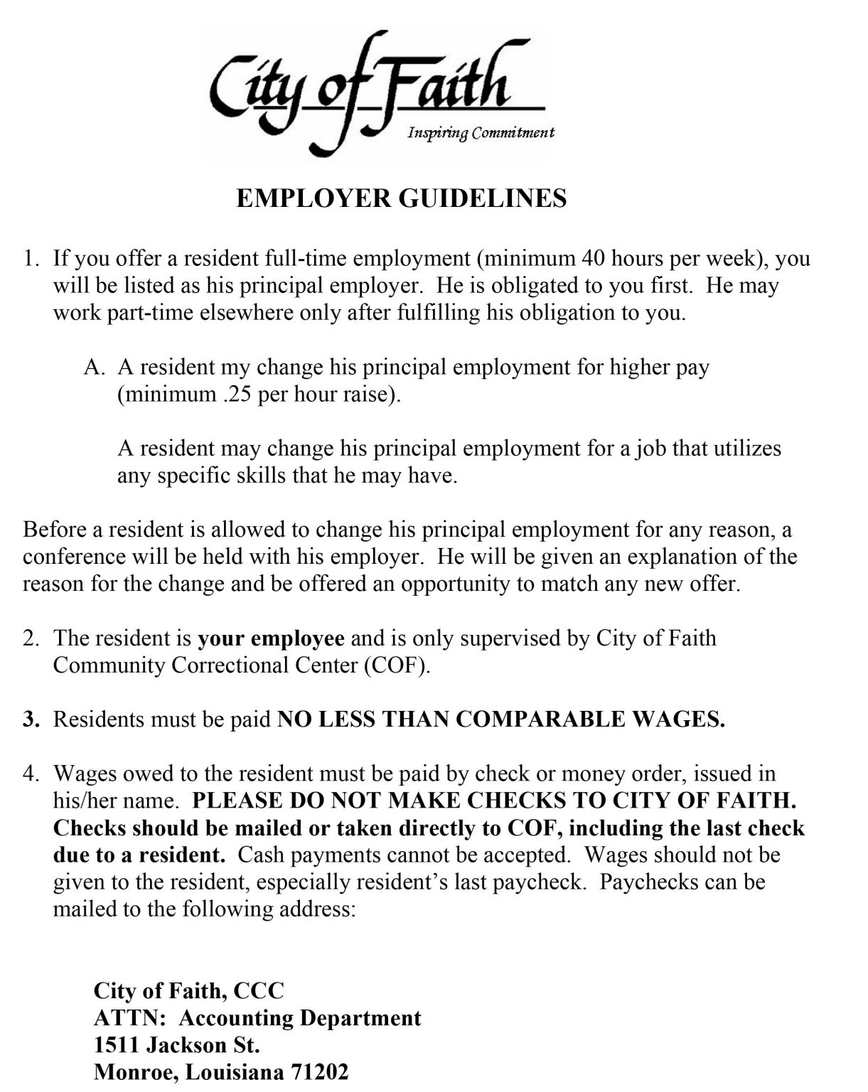 City Of Faith Employer Resources